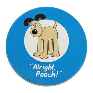 Керамична кръгла подложка - Уолъс и Громит, Громит - синя